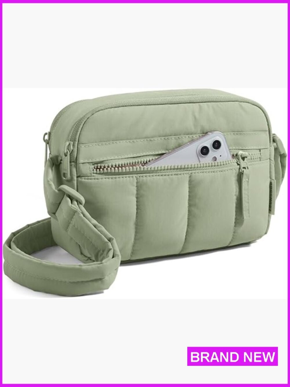 Quilted Puffy Crossbody Bag Mini Travel Purse RFID Blocking Adjustable Strap